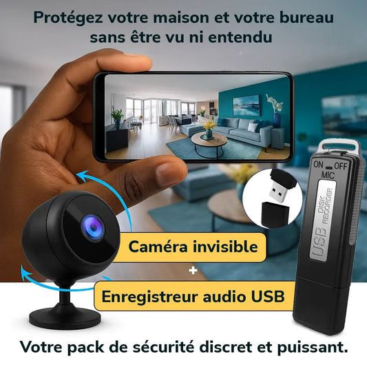 Pack Sécurité Invisible : Caméra Discrète + Enregistreur USB
