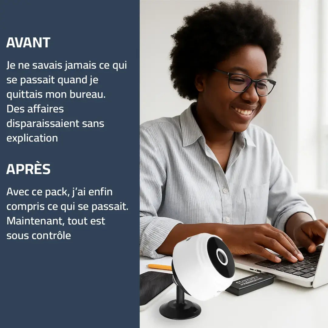 Pack Sécurité Invisible : Caméra Discrète + Enregistreur USB